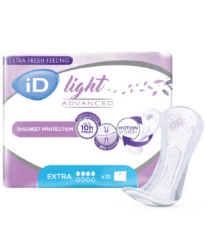 La gamme iD LIGHT ADVANCED NORMAL est destinée aux femmes souffrant de pertes urinaires légères à modérées, recherchant une protection plus absorbante qu’un protège slip.
