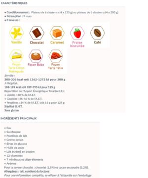 Clinutren Dessert Gourmand HP/HC est une denrée alimentaire destinée à des fins médicales spéciales. Il est adapté pour les besoins nutritionnels des patients adultes en cas de dénutrition. C’est une crème dessert proposée avec 3 saveurs différentes, conditionnée par 4 cups de 200g. Elle n’est pas recommandée aux personnes souffrant de diabète.