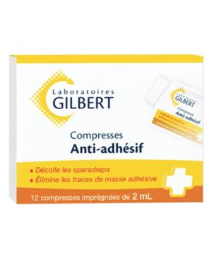 Les compresses anti-Adhésives Gilbert facilite le décollement des pansements adhésifs et permet d'éliminer les traces de masse adhésive