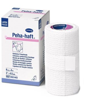 La bande Peha Haft est une bande de fixation sans latex, cohésive, élastique, à double effet cohésif. Elle est idéale pour un maintien de tous types de pansements et de canules, notamment sur les zones corporelles coniques ou arrondies, les articulations et les bandages de la main.