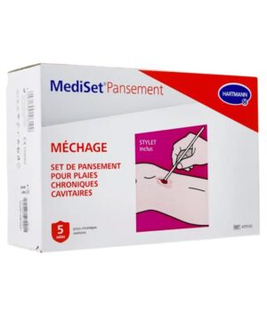 Médiset Méchage est un set contenant un nécessaire stérile pour les soins et les pansements. Destiné au méchage, au nettoyage et à la réfection de pansement pour plaies chroniques CAVITAIRES.