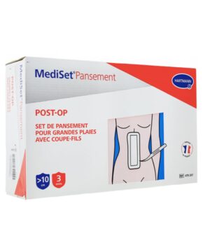 Mediset Pansement Post-Op est un set de pansement pour plaies traumatiques suturées non infectées.