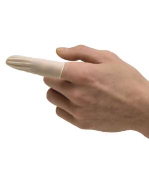 Par rapport à un doigtier roulé classique, ce modèle de doigtier de Legueu couvre l'intégralité de la main du médecin et comporte des emplacements pour un ou deux doigts (généralement l'index et le majeur).