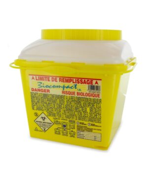 Le collecteur d’aiguilles biocompact 1,8L est une boîte à déchets d’activités de soins à risques infectieux et objets coupants, piquants, tranchants