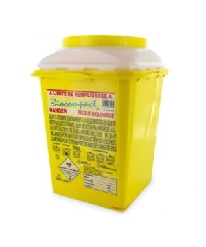 Le collecteur d’aiguilles biocompact 3L est une boîte à déchets d’activités de soins à risques infectieux et objets coupants, piquants, tranchants.