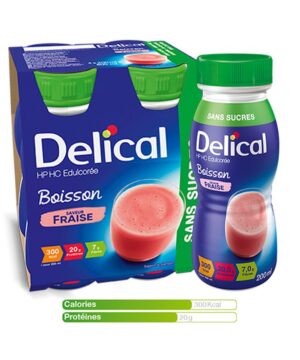 Delical HP/HC sans sucre est une denrée alimentaire destinée à des fins médicales spéciales. Il est adapté pour les besoins nutritionnels des patients adultes en cas de dénutrition ou risque de dénutrition.